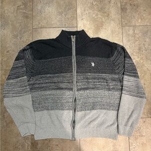 U.S. Polo Assn. Grey and Black Zip Up Sweater